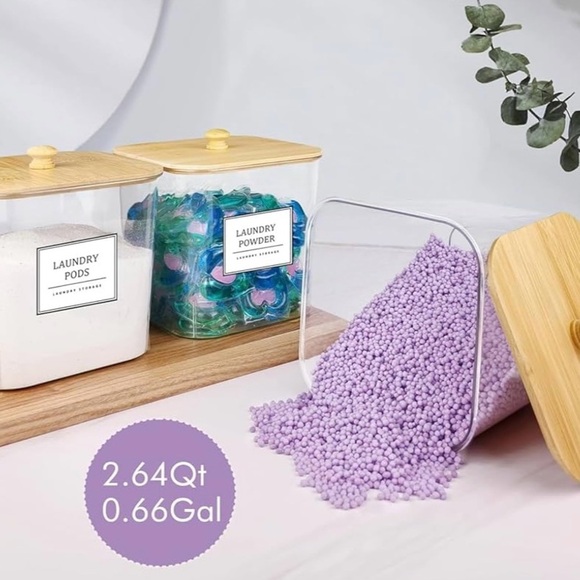 Laundry Storage Set with Gold Lids - Picture 2 of 3